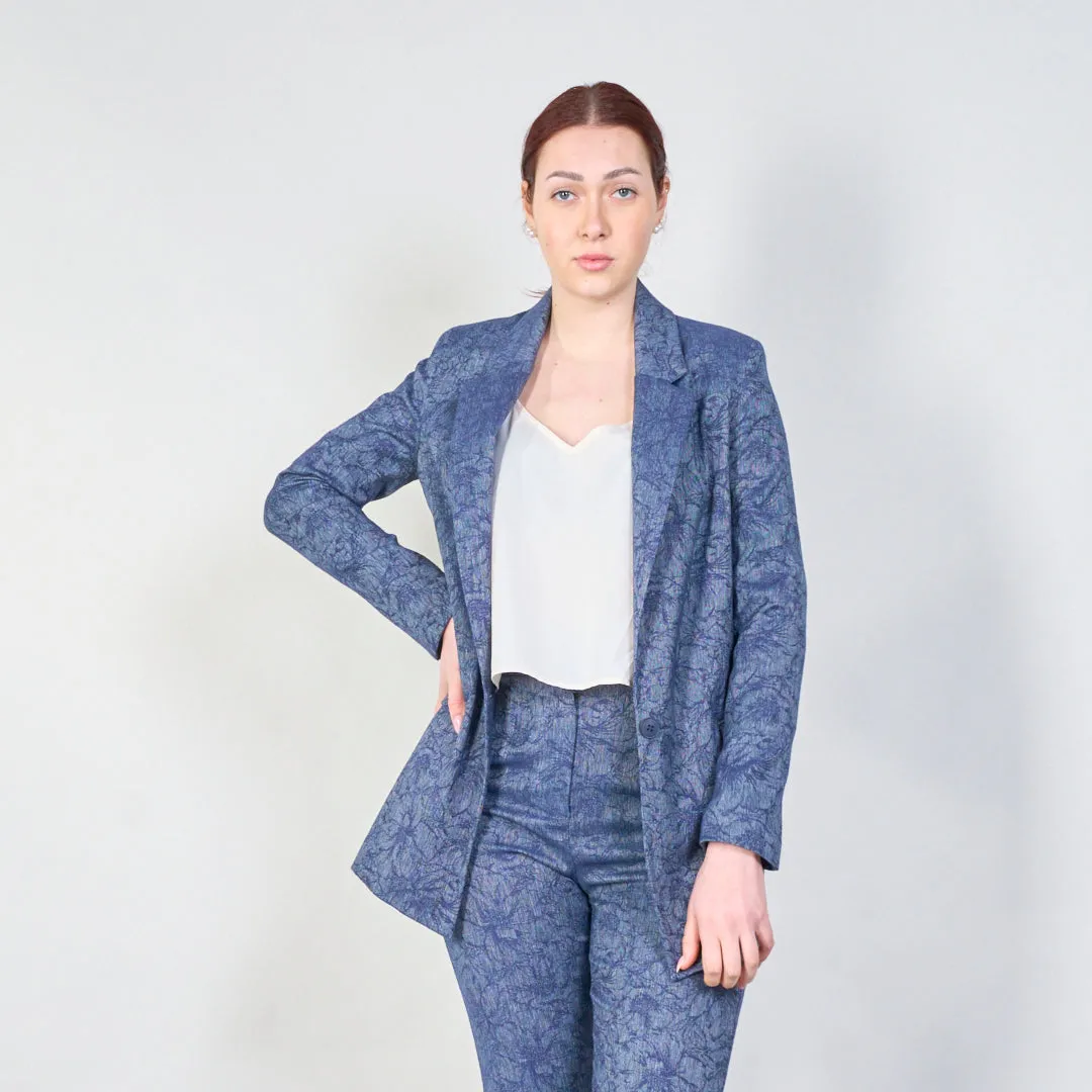 Textured tailored blazer with single button closure wholesale