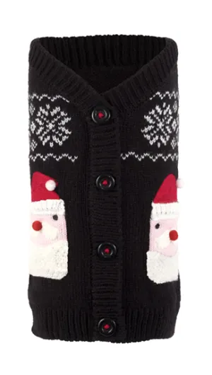 The Worthy Dog Sweaters: Santa Cardigan (Black)