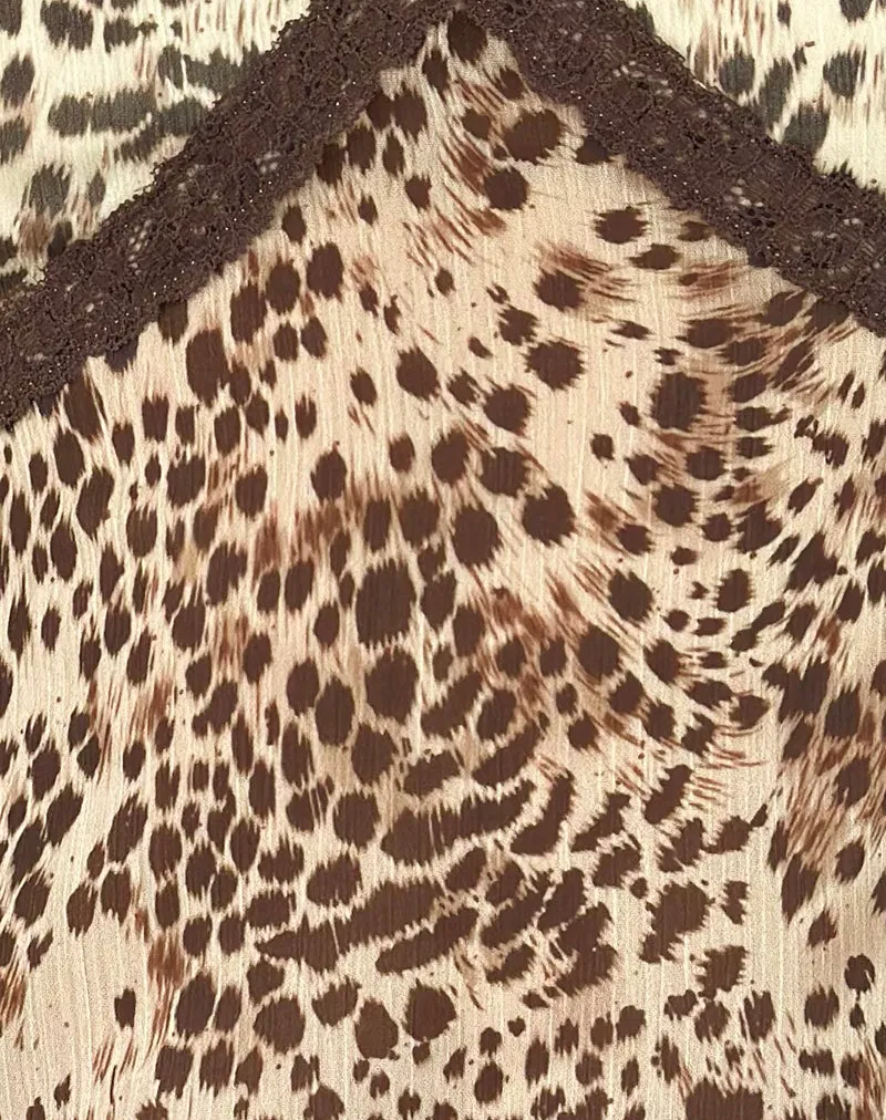 Timmy Top in Wild Leopard with Brown Lace