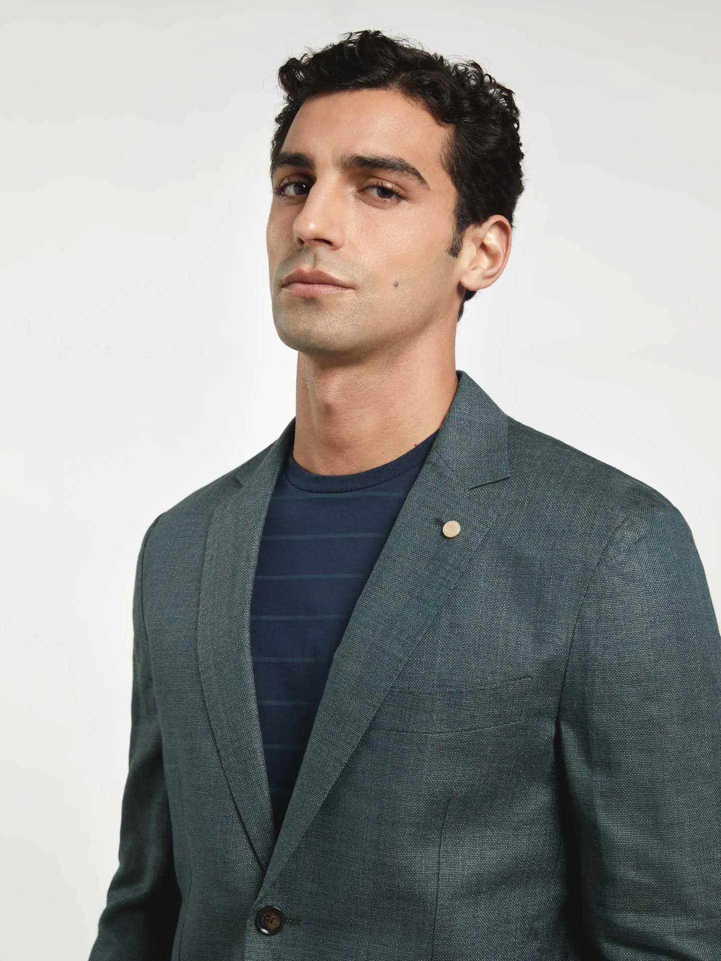 Unstructured Hopsack Linen Blend Blazer