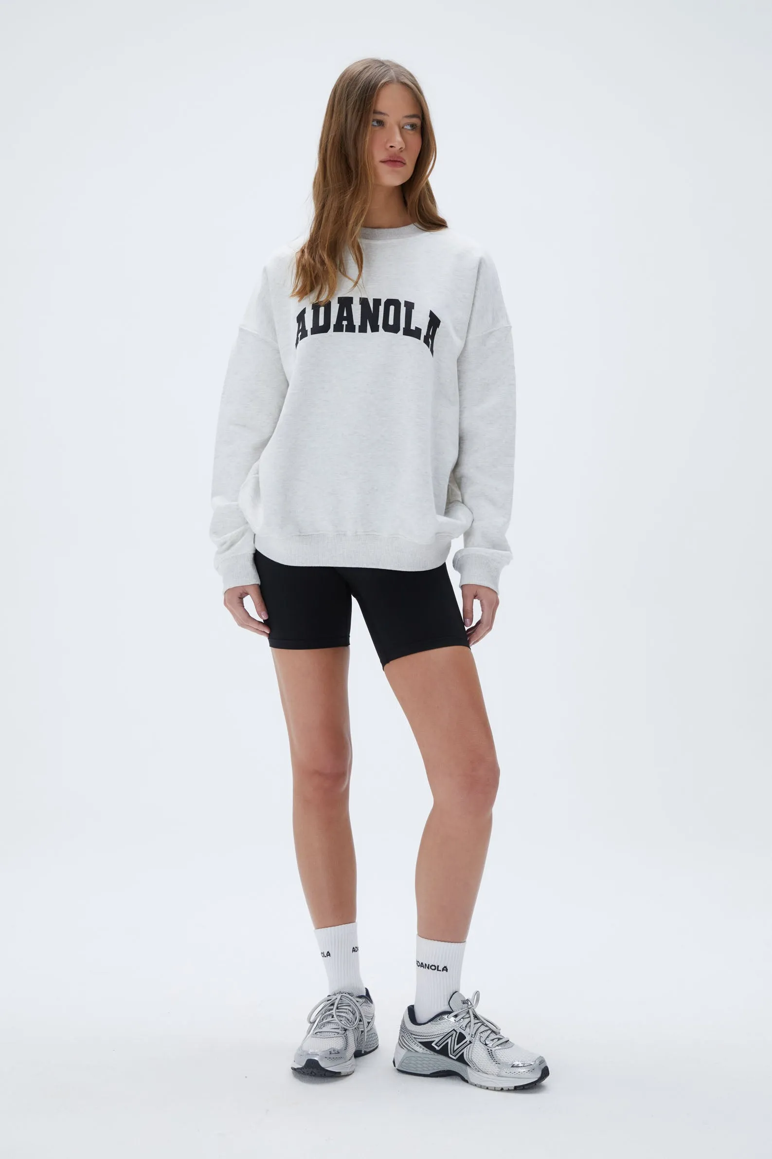 Varsity Oversized Sweatshirt - Light Grey Melange/Black