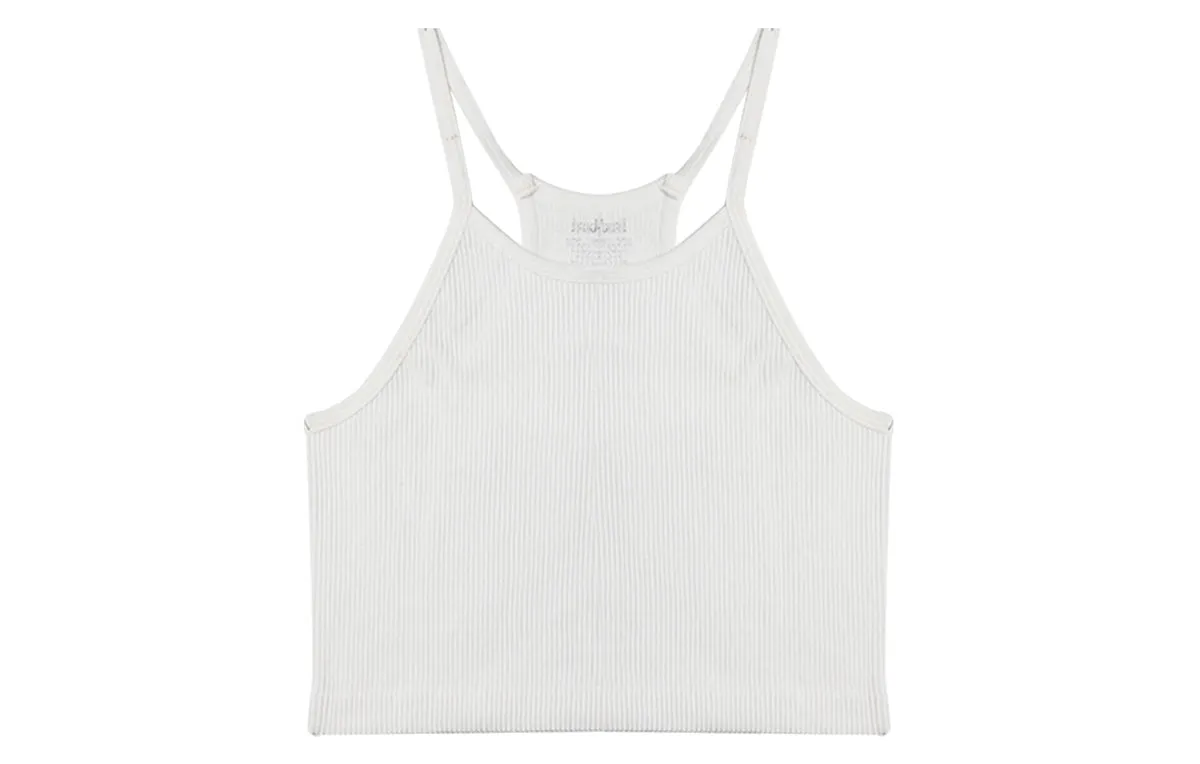 White Rib-Knit Camisole Crop Tank Tops