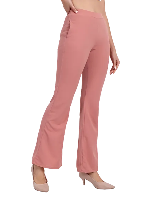 Women high waist bellbottom trouser - Pink