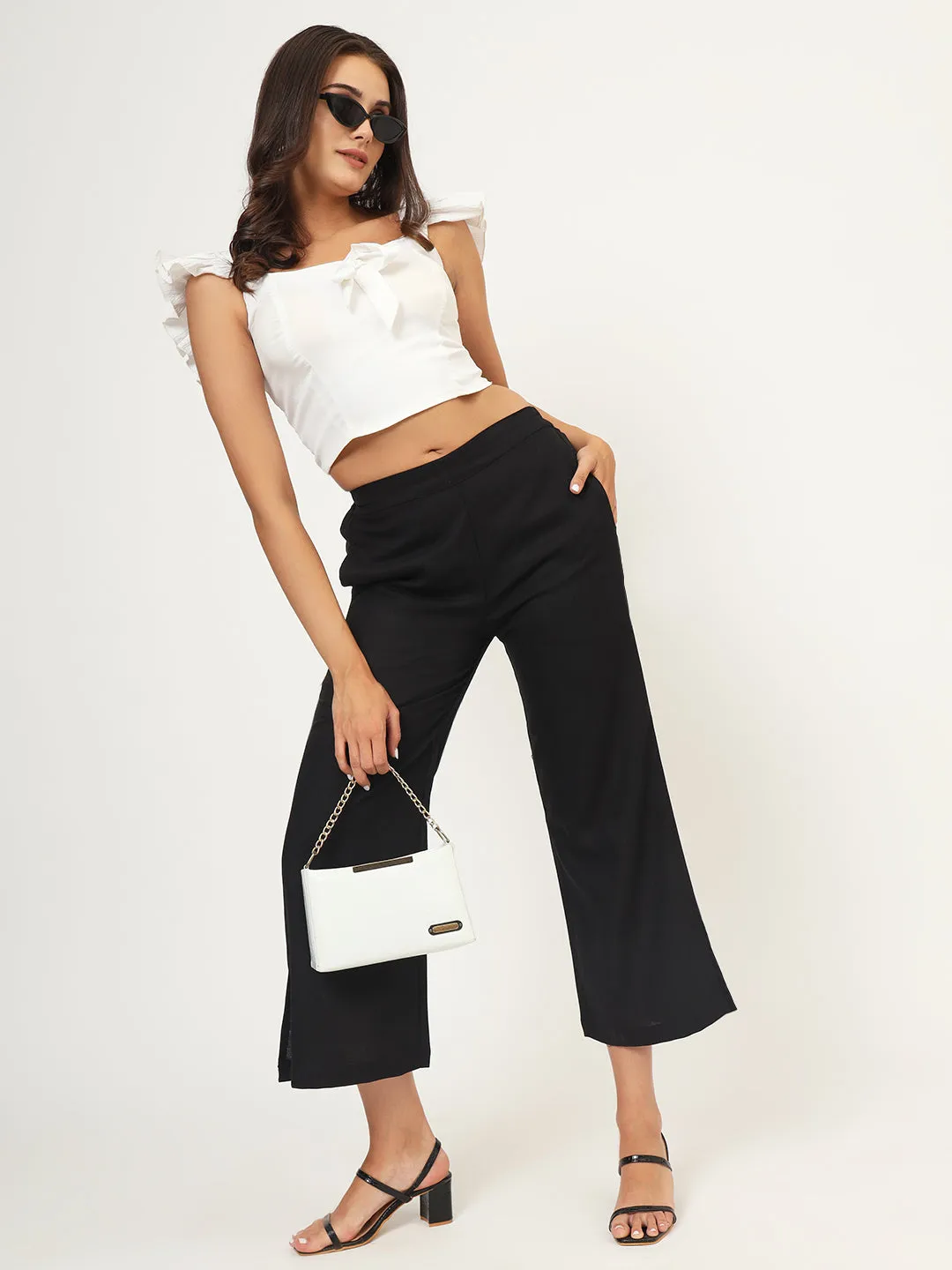 Women Straight Fit Black Trouser