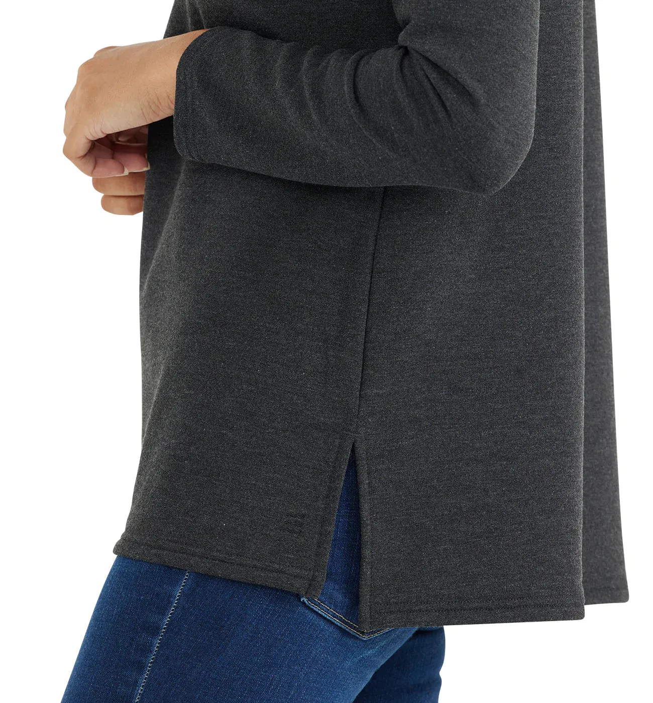 Women's Bamboo Thermal Fleece Mockneck - Heather Black