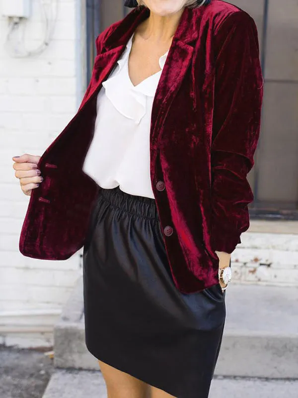 Women's Elegant Velvet Blazer with Buttons | Ideal for All Seasons