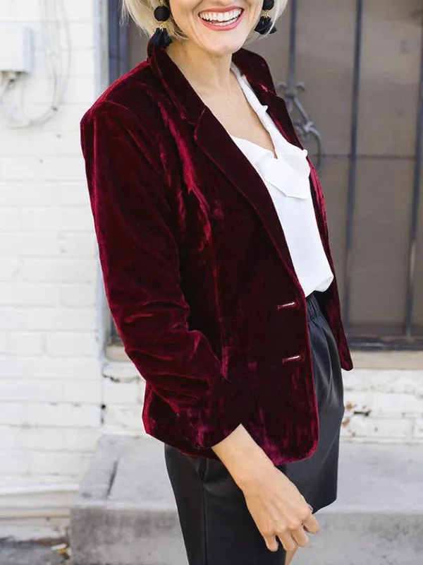 Women's Elegant Velvet Blazer with Buttons | Ideal for All Seasons