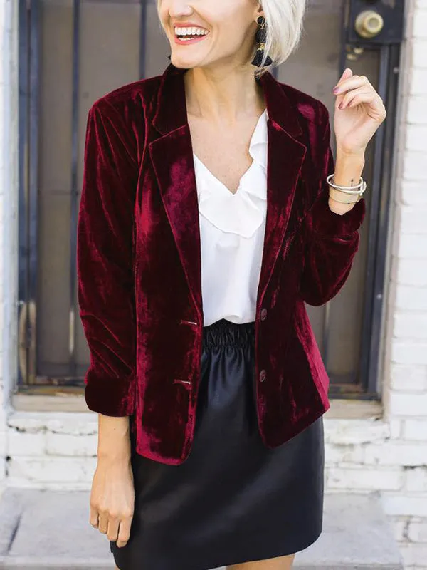 Women's Elegant Velvet Blazer with Buttons | Ideal for All Seasons